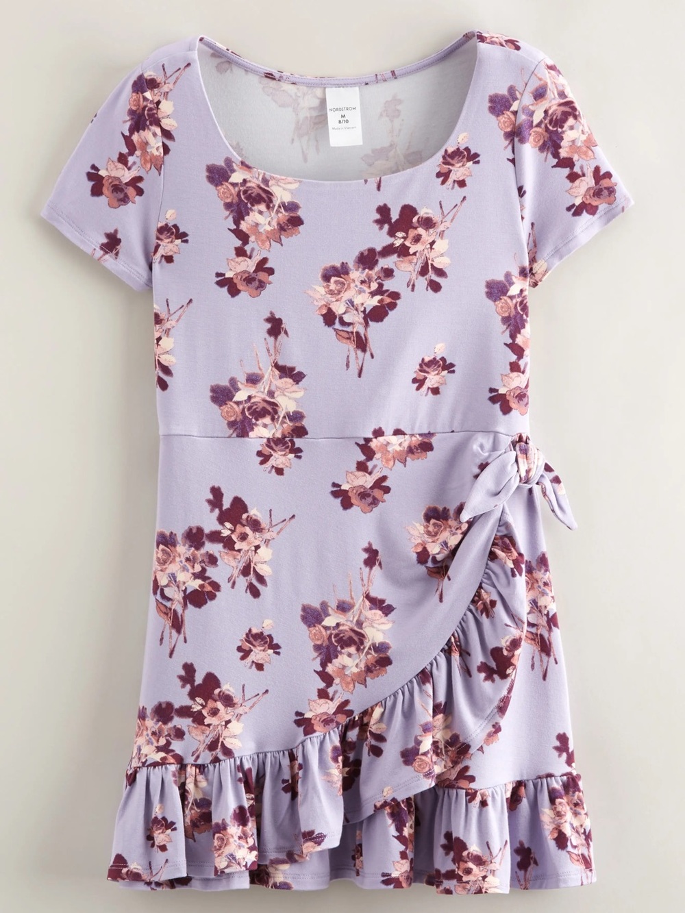 Nordstrom Lavender Floral Tie-Ruffle Dress for Girls